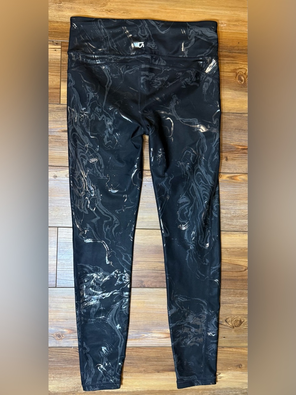 GapFit Marble Print High Rise Leggings Women's Small Black Athletic Pants - Picture 2 of 6